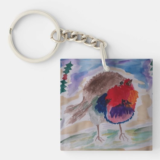 Kerst Robin Acryl Sleutelhanger (voorkant)