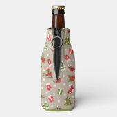 Kerst Robin, boom, hulst en kous Flesjeskoeler (Fles Achterkant)