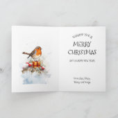 Kerst Robin en bessen in de Sneeuwfamilie Kaart (Binnen)
