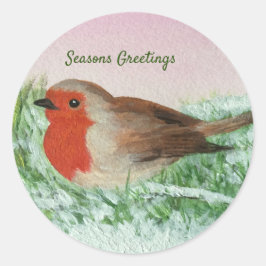 Kerst Robin Hand geschilderde vakantie Ronde Sticker