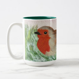 Kerst Robin Handgeschilderd Tweekleurige Koffiemok