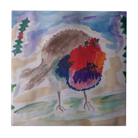 Kerst Robin Keramische Tegel Tegeltje (Voorkant)