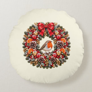 Kerst Robin Kerstkrans Bellen  Rond Kussen