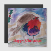 Kerst Robin Magnetische Kerst Kaart (Voorkant / Achterkant)