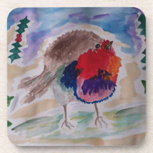 Kerst Robin Plastic Onderzetter