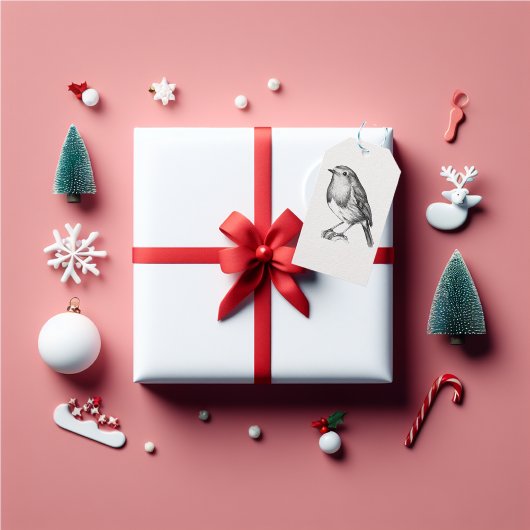 Kerst Robin schattig Cadeaulabel
