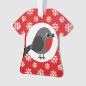 Kerst Robin Sneeuwvlokken Rood Ornament (voorkant)