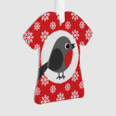 Kerst Robin Sneeuwvlokken Rood Ornament (voorkant)