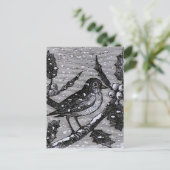 Kerst Robin Vintage graveren Feestdagenkaart (Staand voorkant)