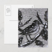 Kerst Robin Vintage graveren Feestdagenkaart (Voorkant / Achterkant)