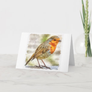 Kerst Robin Winter Aquarel Kaart