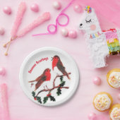 Kerst Robins Holly Seizoenen Groeten Papieren Bordje (Feest)