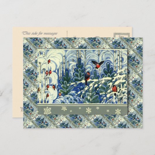  kerst, Robins in het bos Feestdagenkaart (Voorkant / Achterkant)