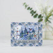  kerst, Robins in het bos Feestdagenkaart (Staand voorkant)