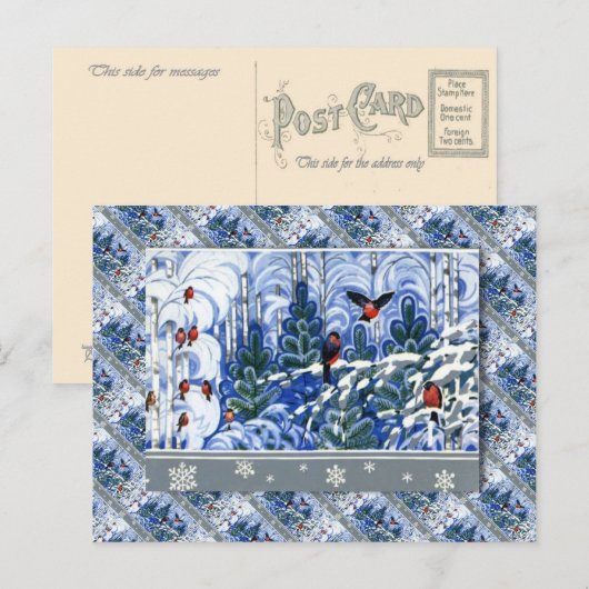  kerst, Robins in het bos Feestdagenkaart (Voorkant / Achterkant)