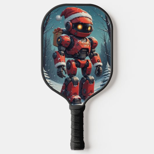Kerst Robot Pickleball Paddle (Voorkant)