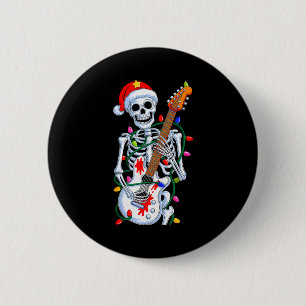 Kerst Rocker Skelet Kerstman Rock Hand Kerstmannen Ronde Button 5,7 Cm