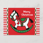 Kerst Rocking Paard Custom Feestdagenkaart (Voorkant)
