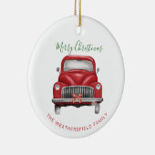 Kerst rode auto script elegante vakantie keramisch ornament (Rechts)