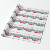 Kerst  rode auto sneeuwlandschap cadeaupapier (Uitgerold)