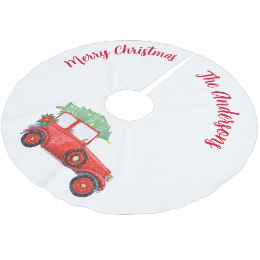 Kerst rode auto witte boom rok kerstboom rok (Gekanteld)
