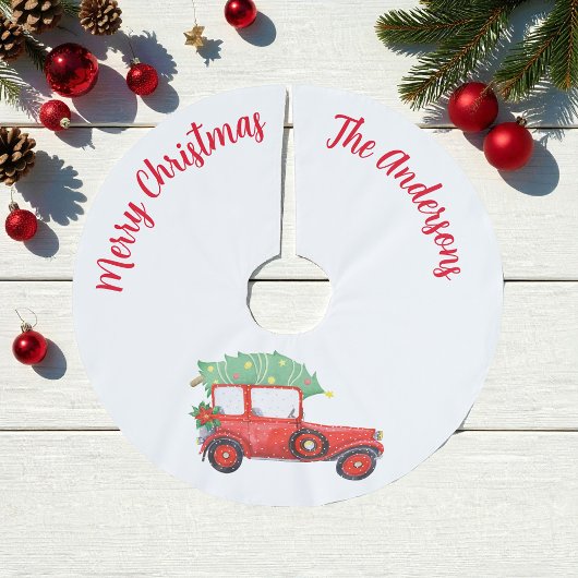 Kerst rode auto witte boom rok kerstboom rok