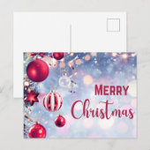 Kerst Rode Baubles Hanging Merry Christmas Feestdagenkaart (Voorkant / Achterkant)