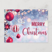 Kerst Rode Baubles Hanging Merry Christmas Feestdagenkaart (Voorkant)