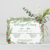 Kerst Rode Berry PineCone repetitie diner Kaart (Staand voorkant)