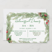 Kerst Rode Berry PineCone repetitie diner Kaart (Voorkant)