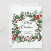 Kerst Rode Bes Kranz Uitnodiging (Voorkant)