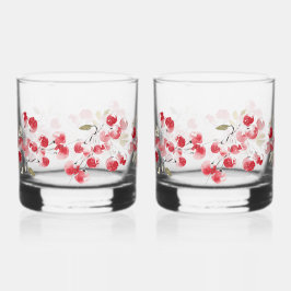 Kerst Rode Bes Waterverf | Kerst Drinkgerei Whisky Glas