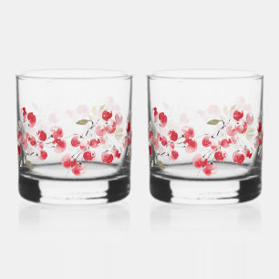 Kerst Rode Bes Waterverf Kerst Drinkgerei Whisky Glas