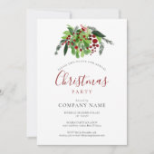 Kerst Rode Bessen Bedrijfs Kerstfeest Kaart (Voorkant)