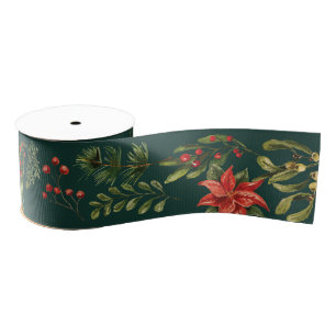 Kerst Rode bessen Botanische Feestdagen Grosgrain Lint
