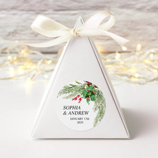 Kerst rode bessen bruiloft Cercle Sticker