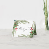 Kerst rode bessen bruiloft dank u kaart (Voorkant)