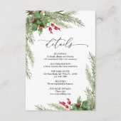 Kerst rode bessen bruiloft details behuizing informatiekaartje (Voorkant)