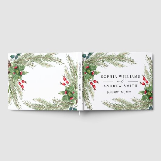 Kerst rode bessen bruiloft gastenboek (Volledig)