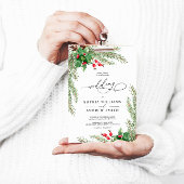 Kerst rode bessen bruiloft kaart