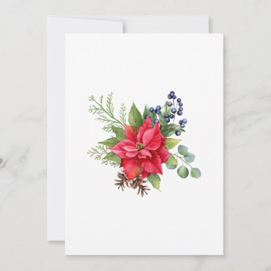 Kerst rode bessen bruiloft kaart (Achterkant)