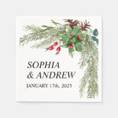 Kerst rode bessen bruiloft servetten (Voorkant)