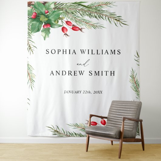 Kerst rode bessen bruiloft wandtapijt wandkleed (In situ)