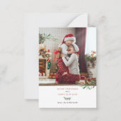 Kerst Rode Bessen Foto Nieuwjaar Vakantie Notitiekaartje (Voorkant)