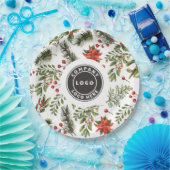 Kerst rode bessen groen bedrijf Logo Papieren Bordje (Feest)