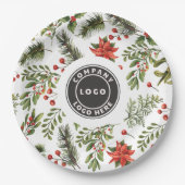 Kerst rode bessen groen bedrijf Logo Papieren Bordje (Voorkant)