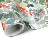 Kerst Rode bessen Groen Vakantie Gift Cadeaupapier (Rol Hoek)