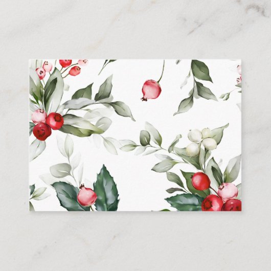 Kerst rode bessen groene luier Raffle Kaart (Achterkant)