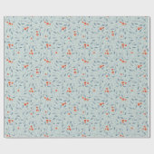 Kerst rode bessen patroon modern elegant grijs cadeaupapier (Vlak)