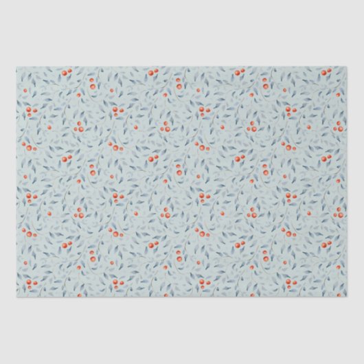Kerst rode bessen patroon moderne trendy grijs tissuepapier (Voorkant)